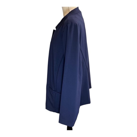 Eloquii Premier Blazer Womens 26‎ Navy Blue Jersey Knit One Gold Button Classic - Picture 2 of 9